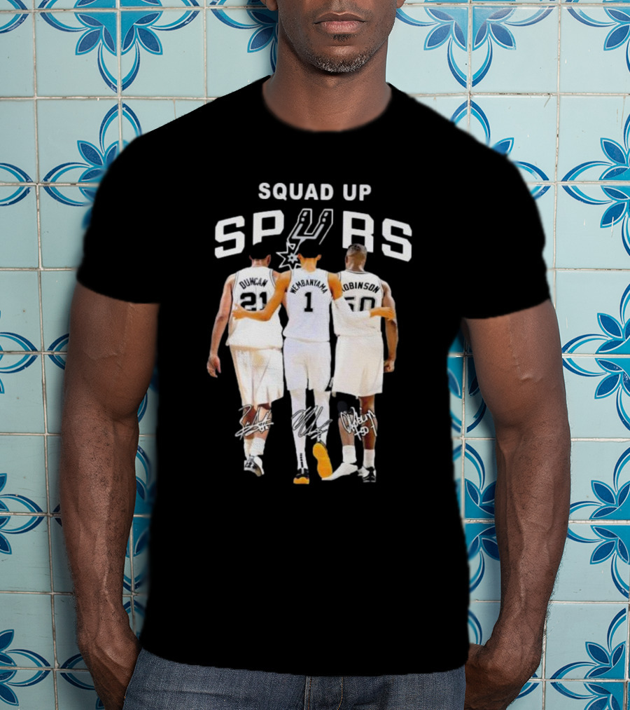 SQUAD UP SAN ANTONIO SPURS DUNCAN WEMBANYAMA ROBINSON SIGNATURES T-Shirt