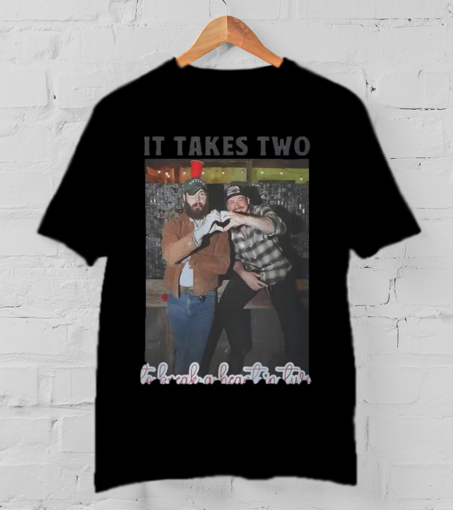 Post Malone Morgan Wallen It Takes Two To Break A Heart In Two Heart Gesture T-Shirt