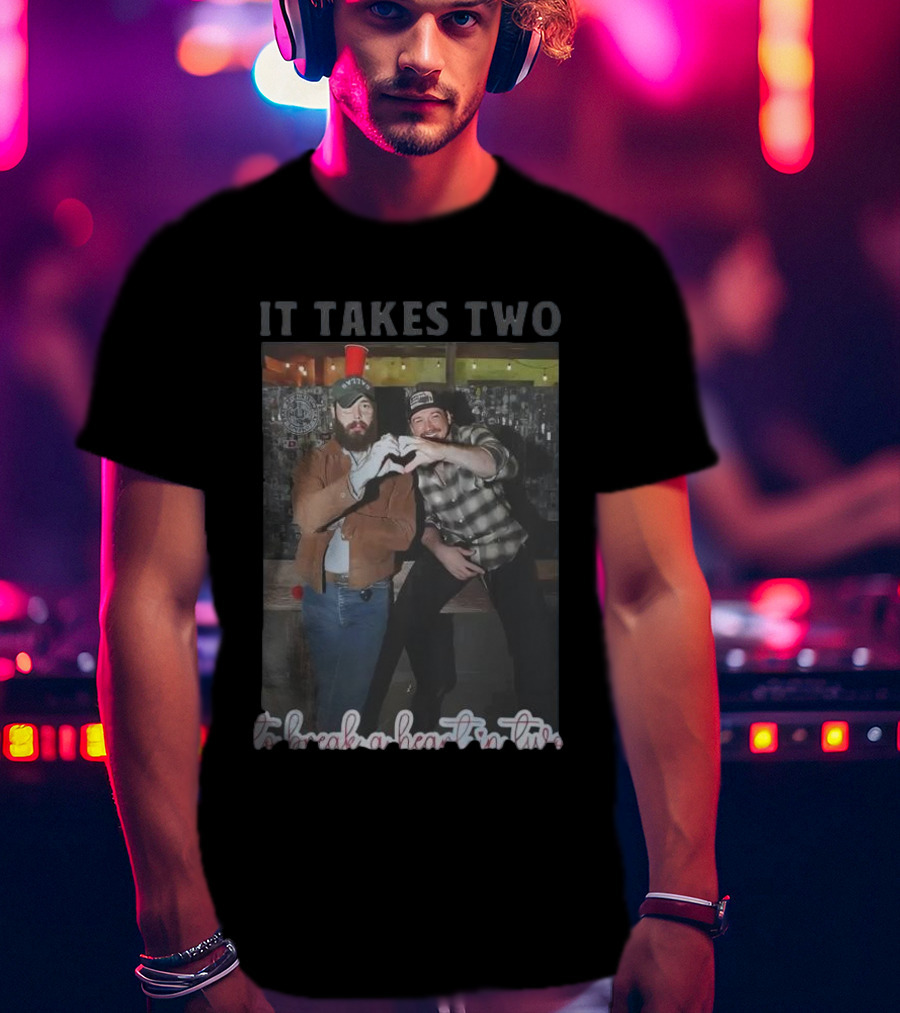 Post Malone Morgan Wallen It Takes Two To Break A Heart In Two Heart Gesture T-Shirt