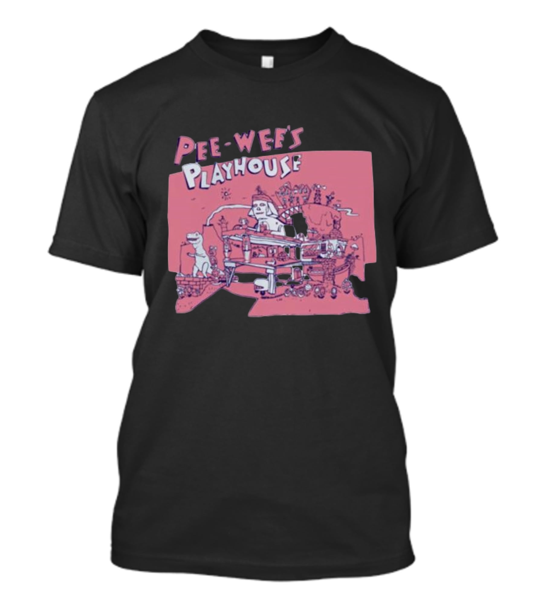 Pee-Wee's Playhouse Retro Rad Dinosaur Sphinx And Castle Scene T-Shirt
