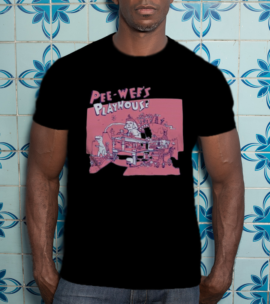 Pee-Wee's Playhouse Retro Rad Dinosaur Sphinx And Castle Scene T-Shirt
