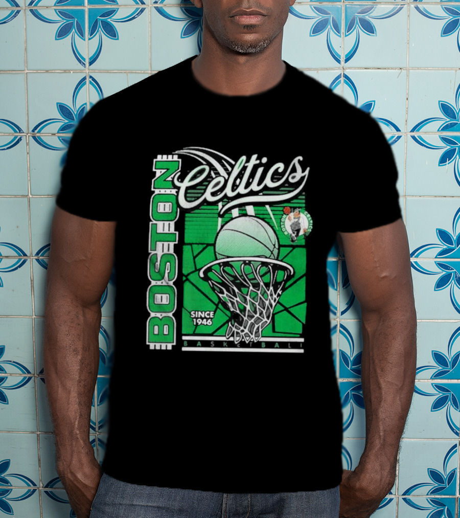 Boston Celtics Basketball Since 1946 Tri-Blend Sportiqe Comfy T-Shirt