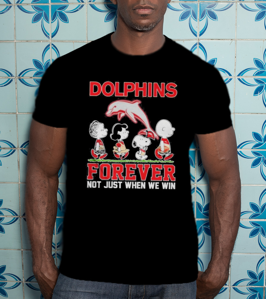 Dolphins Forever Not Just When We Win Charlie Brown Snoopy Peanuts NRL T-Shirt