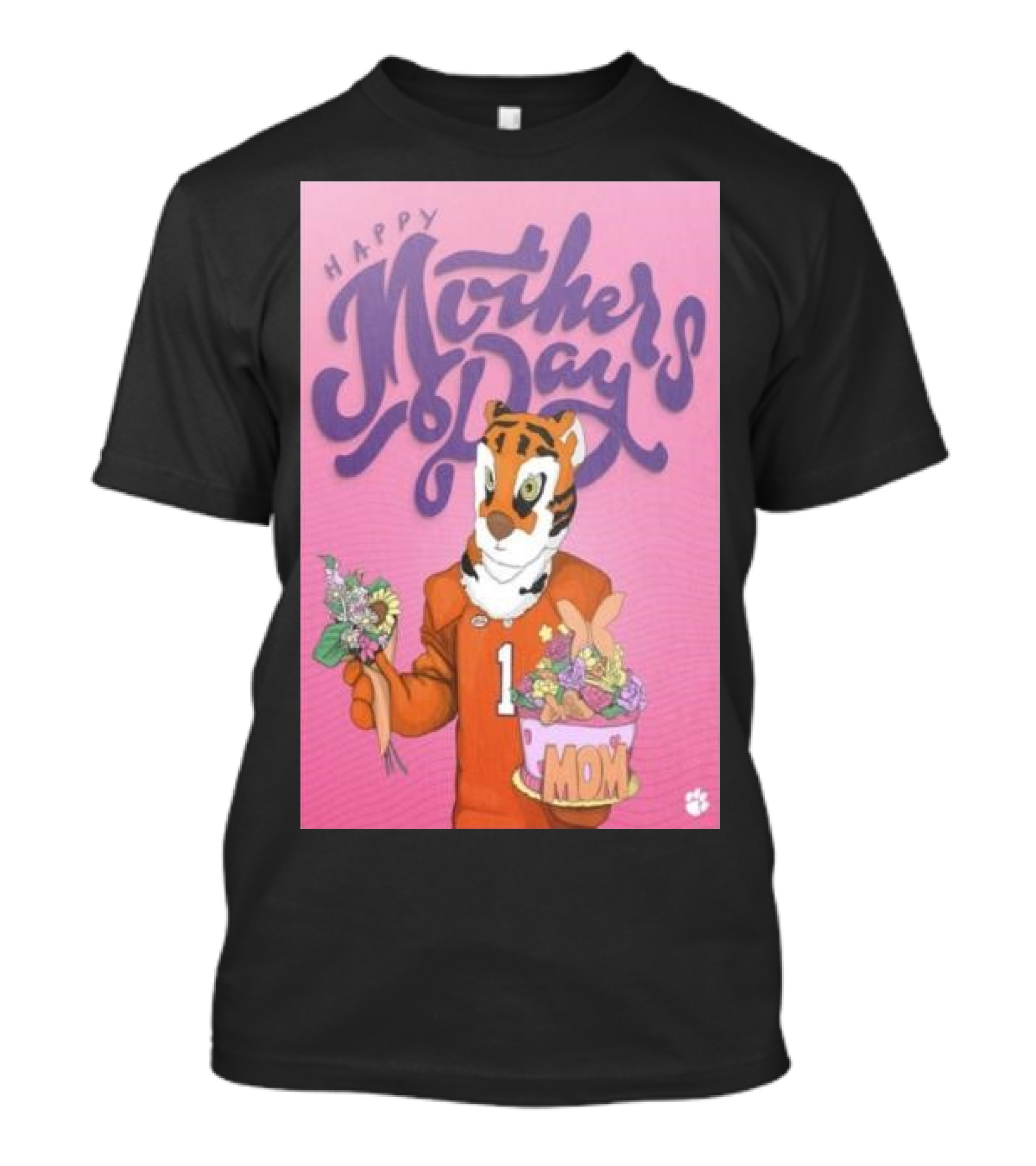 Clemson Tigers Mother's Day Celebration With Bouquet And Mom Cake T-Shirt