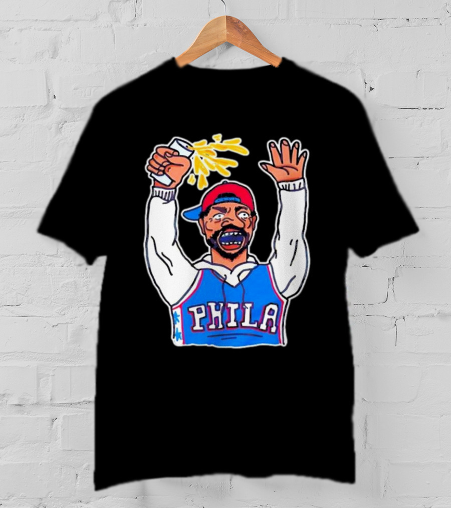 PHILA Basketball Fan With Drink And Raised Hand T-Shirt