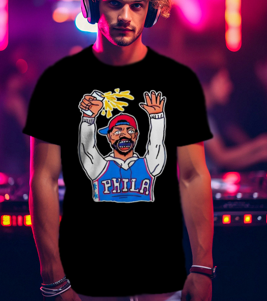 PHILA Basketball Fan With Drink And Raised Hand T-Shirt