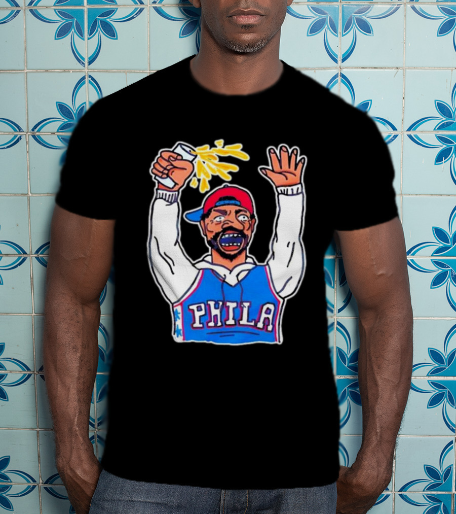 PHILA Basketball Fan With Drink And Raised Hand T-Shirt