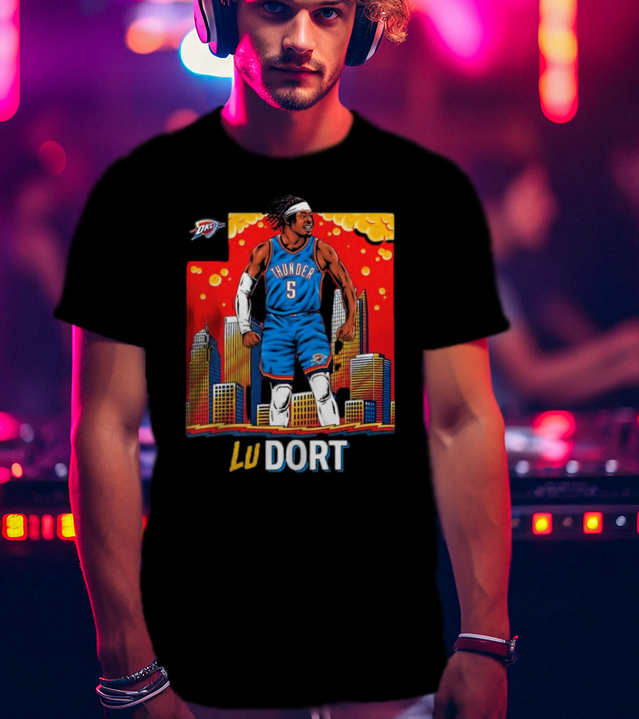 Oklahoma City Thunder Lu Dort OKC Skyline Basketball T-Shirt