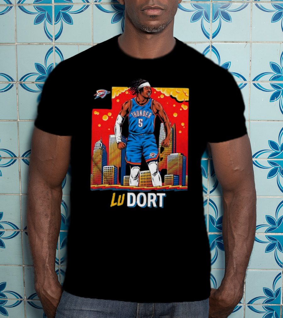 Oklahoma City Thunder Lu Dort OKC Skyline Basketball T-Shirt
