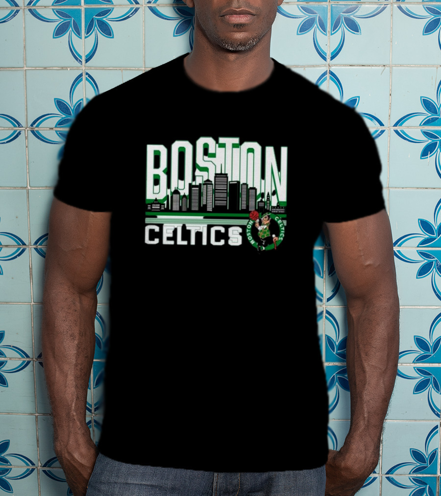 Boston Celtics NBA Basketball Skyline T-Shirt