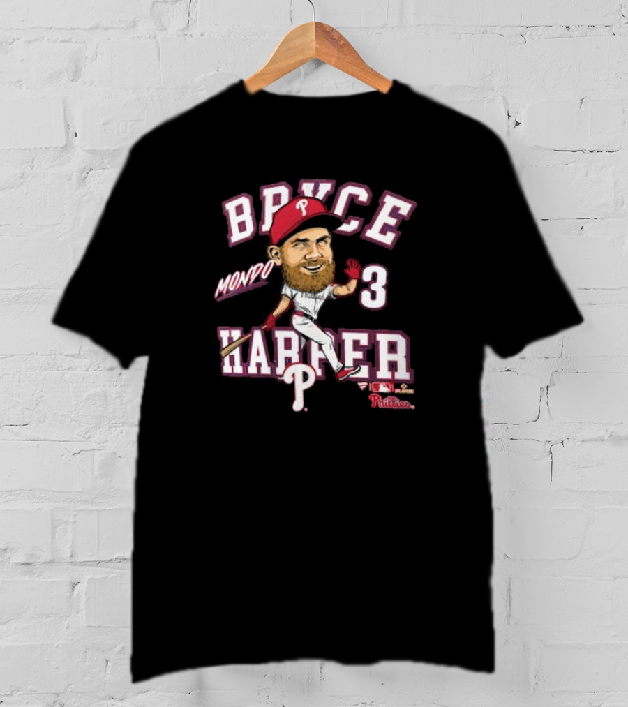 Bryce Harper Mondo Caricature Philadelphia Phillies Number 3 T-Shirt