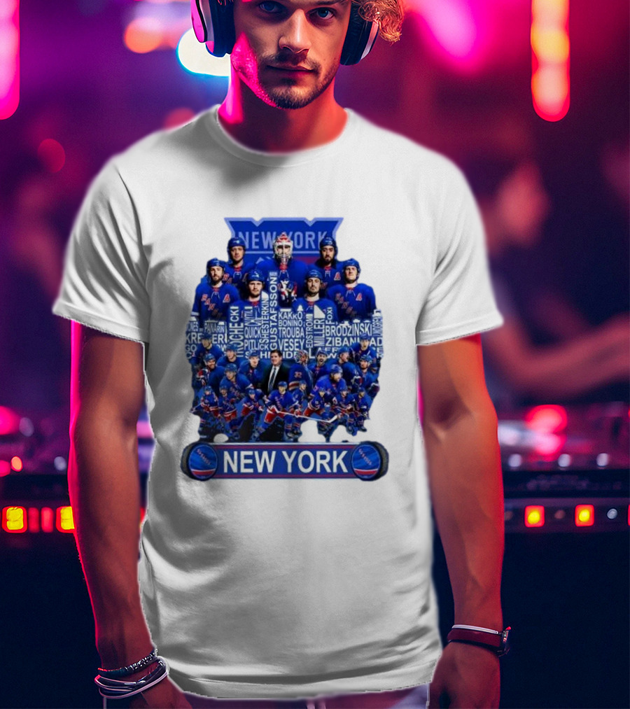 New York Rangers Hockey Team Players Skyline Names T-Shirt