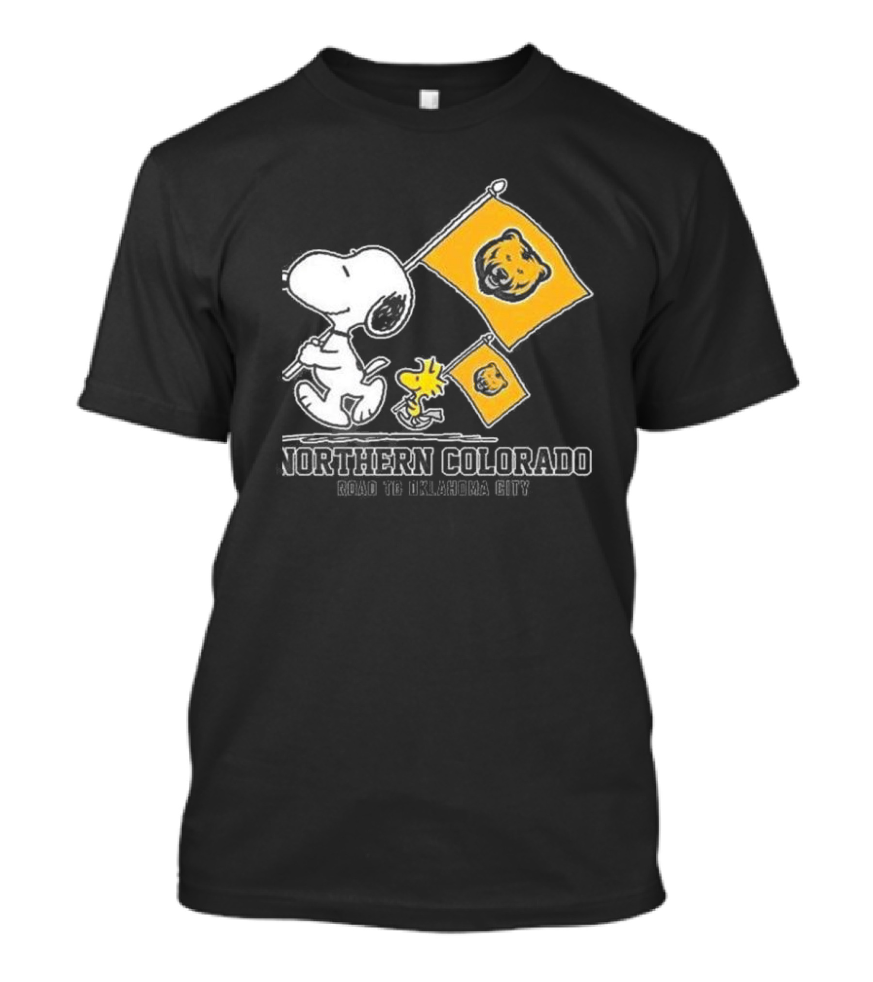 Snoopy Northern Colorado Bears Road To Oklahoma City Flags T-Shirt