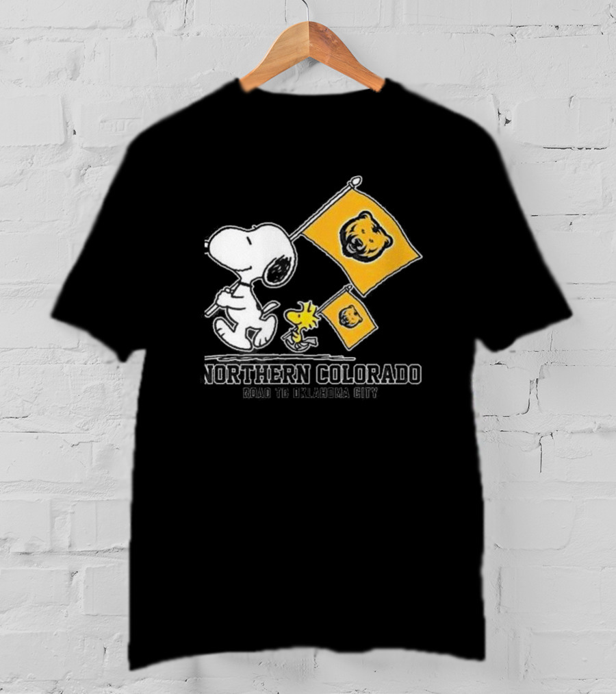 Snoopy Northern Colorado Bears Road To Oklahoma City Flags T-Shirt