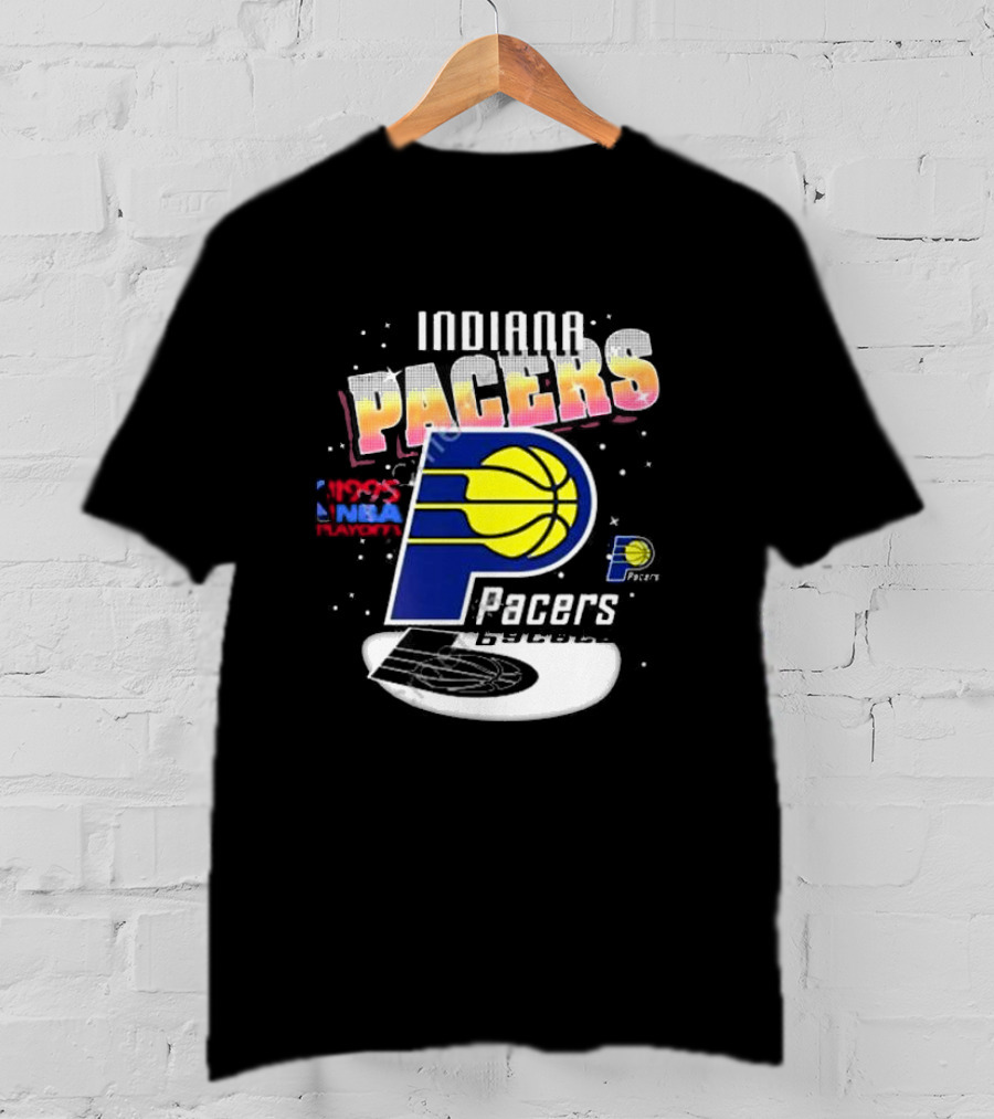 Indiana Pacers 1995 NBA Playoffs Retro Logo And Stars T-Shirt