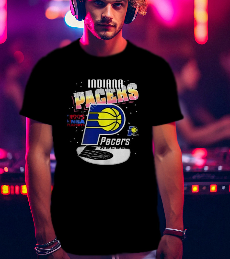 Indiana Pacers 1995 NBA Playoffs Retro Logo And Stars T-Shirt