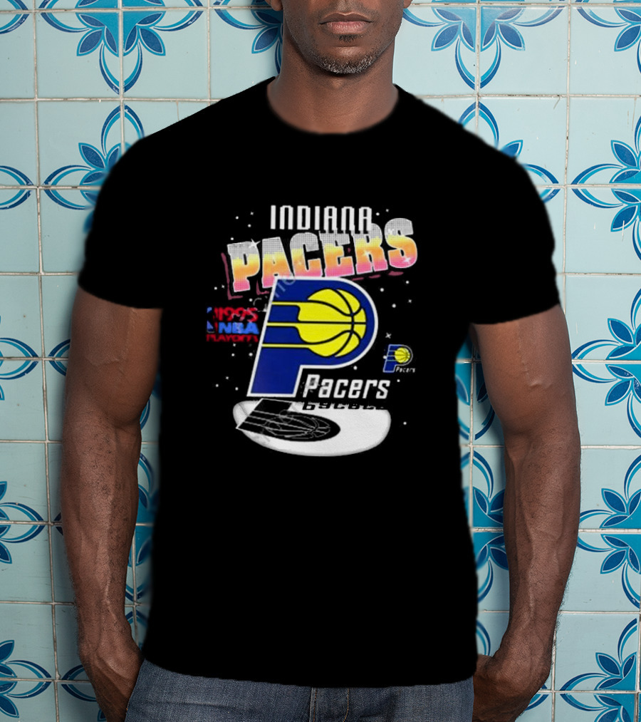 Indiana Pacers 1995 NBA Playoffs Retro Logo And Stars T-Shirt