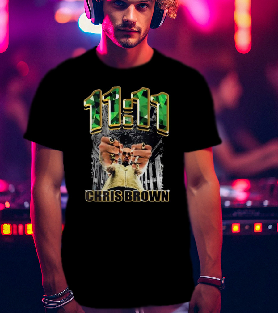 Chris Brown 11 11 Emerald Rings Black And White Architectural Background T-Shirt