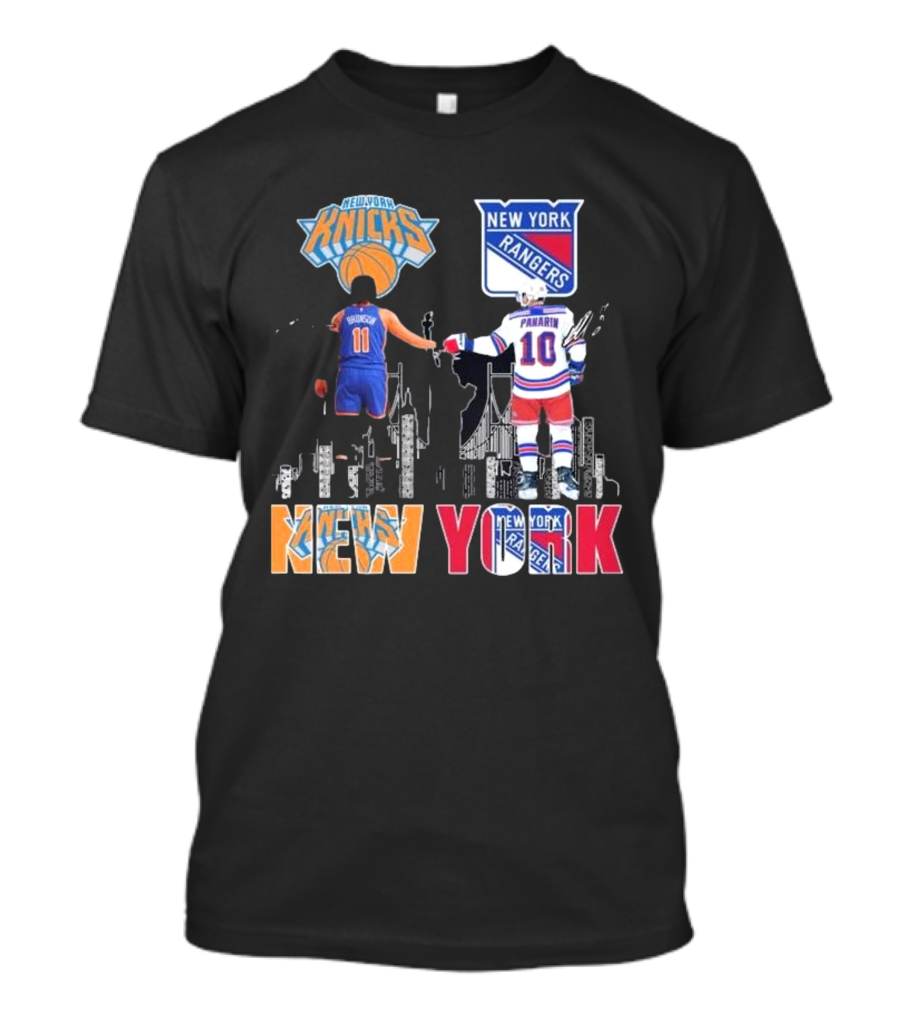New York Knicks Jalen Brunson Rangers Artemi Panarin Legends Signatures T-Shirt