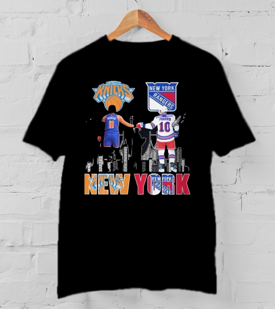 New York Knicks Jalen Brunson Rangers Artemi Panarin Legends Signatures T-Shirt
