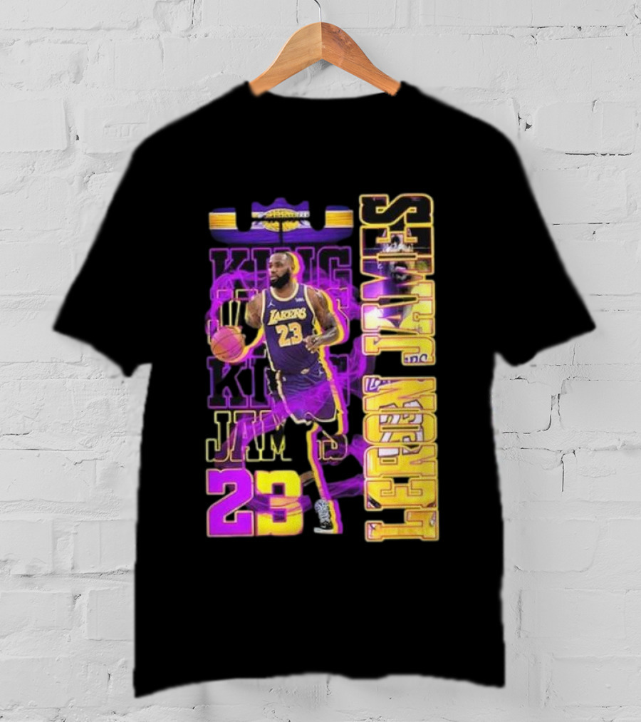 King LeBron James No. 23 Los Angeles Lakers True King Fan T-Shirt