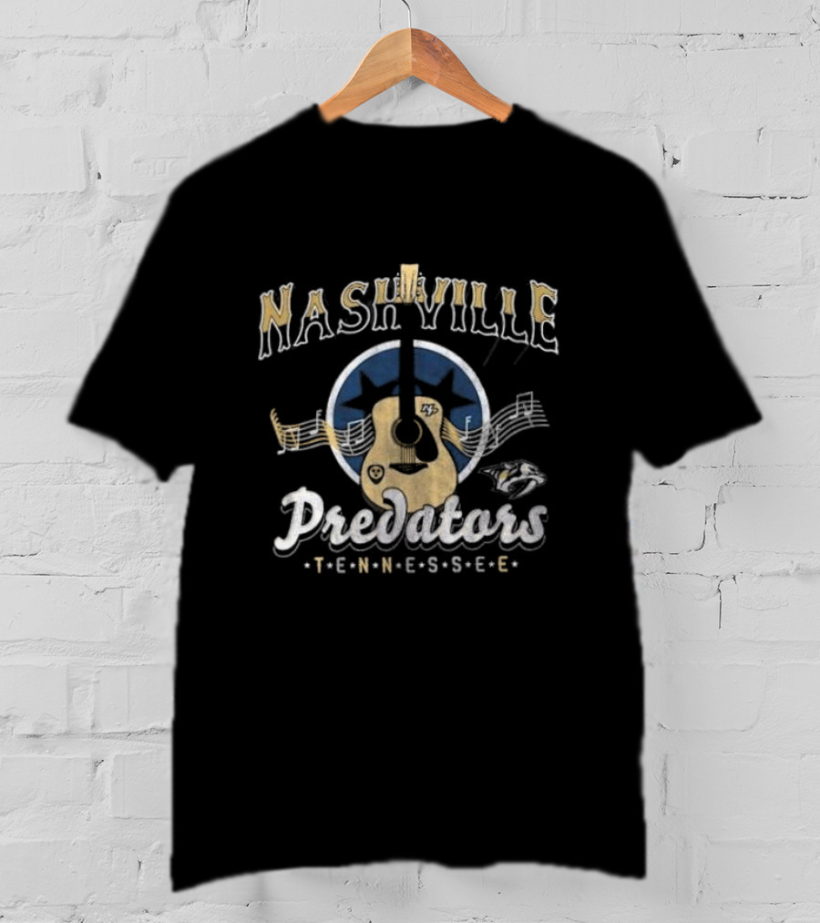 Nashville Predators Tennessee Music Guitar T-Shirt
