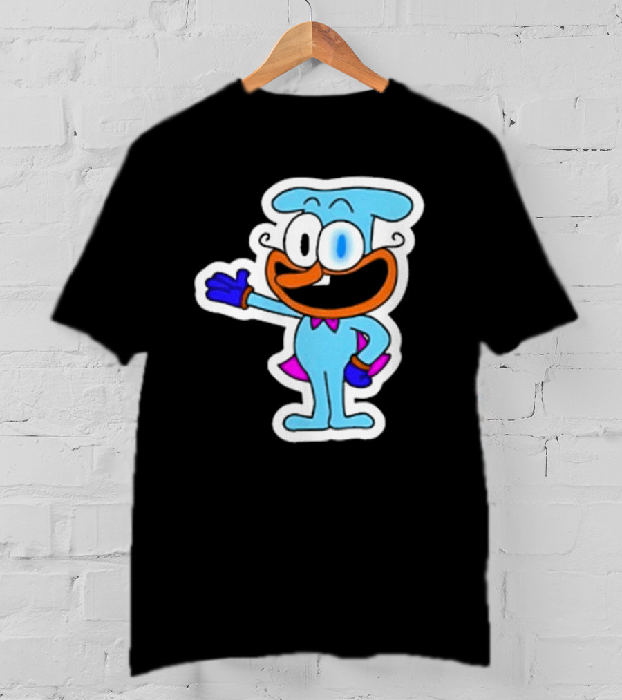 Robby1iscool The Doise Blue Cartoon Character With Orange Mouth And Purple Cape T-Shirt