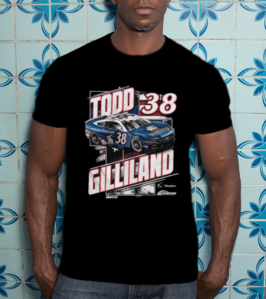 Todd Gilliland 38 Quincy Compressors Checkered Flag Sports Patriotic NASCAR Car T-Shirt