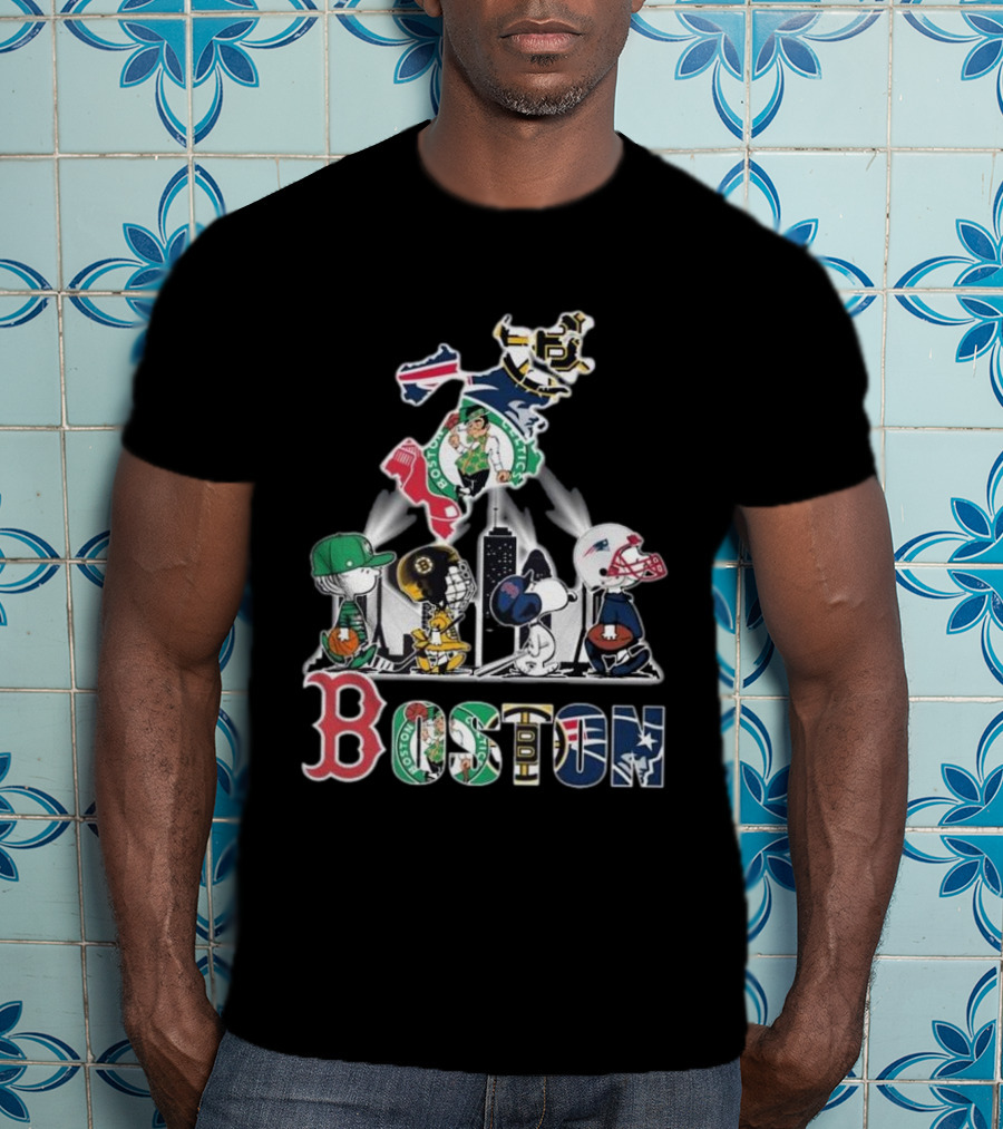 Boston Celtics Red Sox Bruins Patriots Peanuts New England Proud T-Shirt