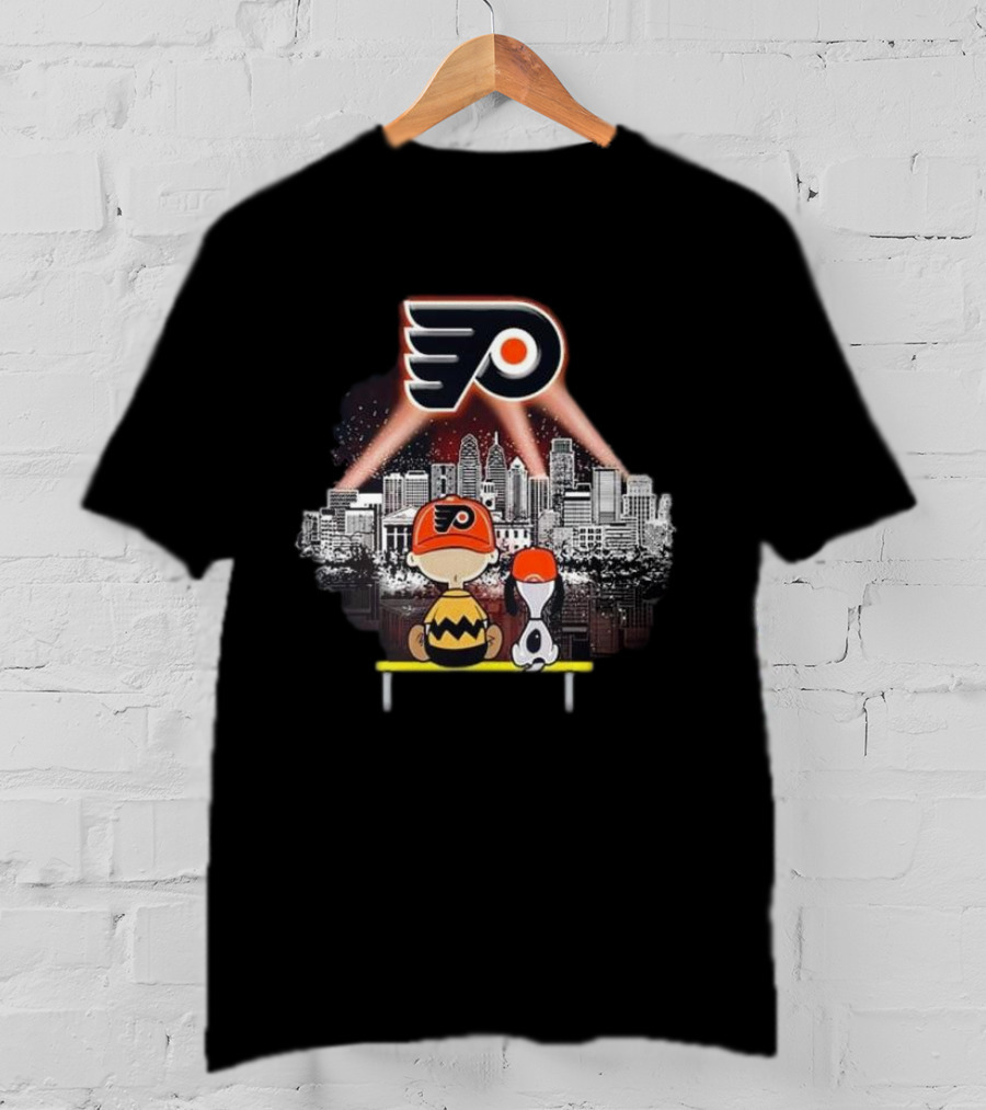 Charlie Brown Snoopy Philadelphia Flyers City Skyline T-Shirt