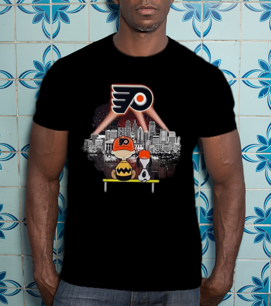 Charlie Brown Snoopy Philadelphia Flyers City Skyline T-Shirt