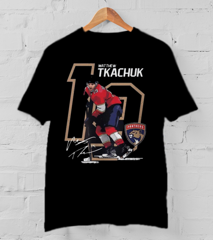 Florida Panthers Matthew Tkachuk 19 Panthers Logo Signature T-Shirt