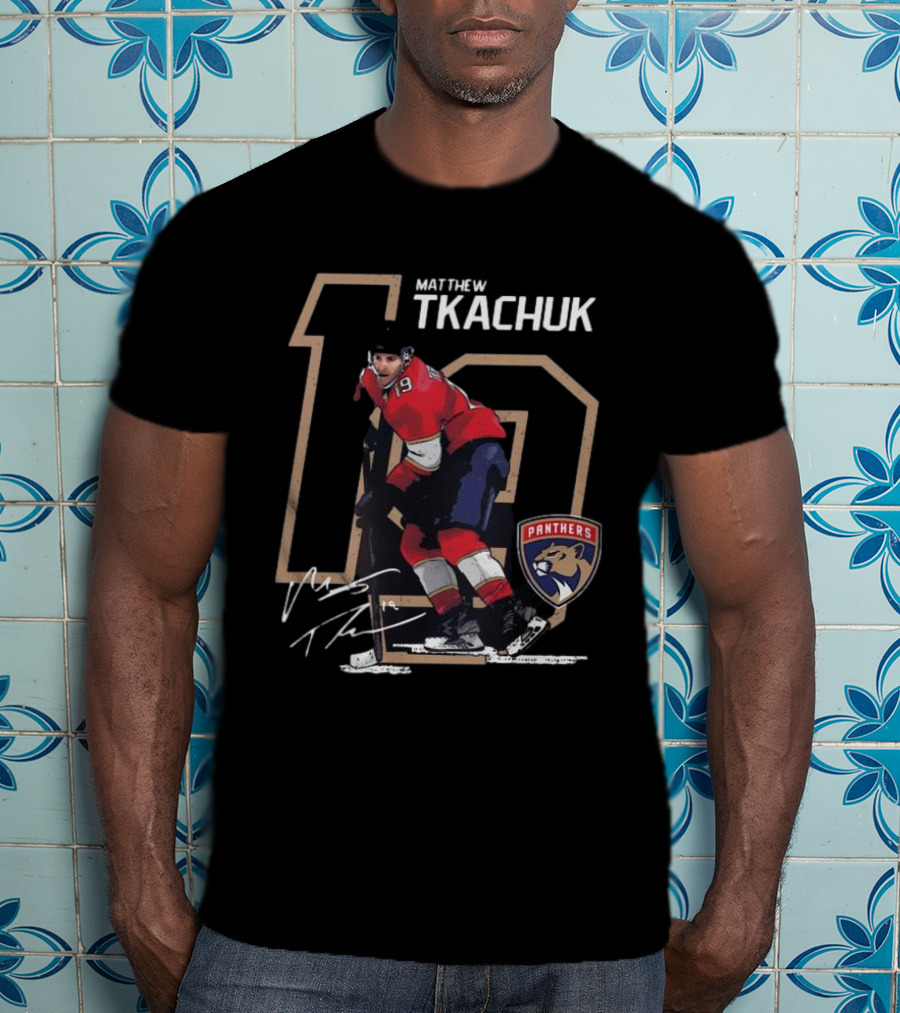 Florida Panthers Matthew Tkachuk 19 Panthers Logo Signature T-Shirt