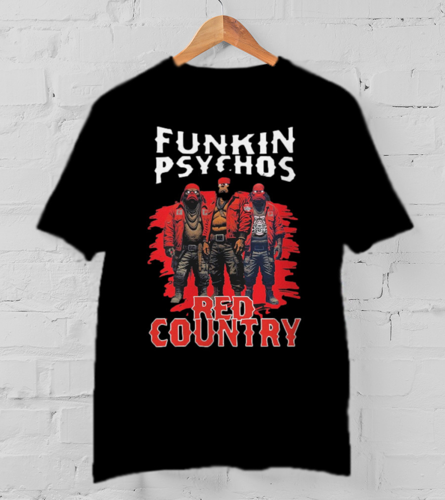 Funkin’ Psychos Red Country Bandana Trio With Inked Jackets T-Shirt