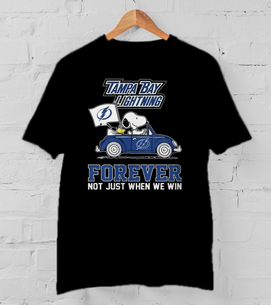Tampa Bay Lightning Snoopy And Woodstock Driving Forever Not Just When We Win T-Shirt