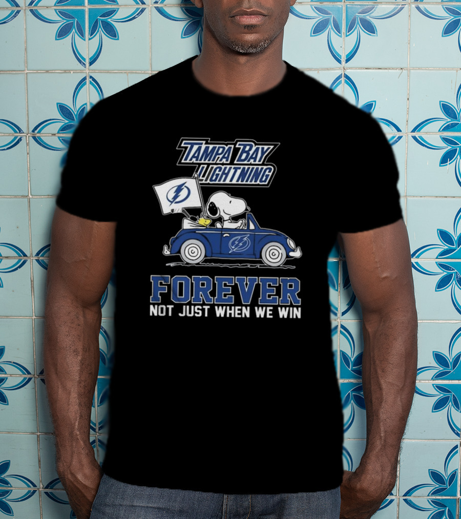 Tampa Bay Lightning Snoopy And Woodstock Driving Forever Not Just When We Win T-Shirt