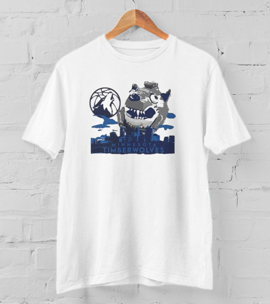 Minnesota Timberwolves Mascot Skyline Basketball T-Shirt