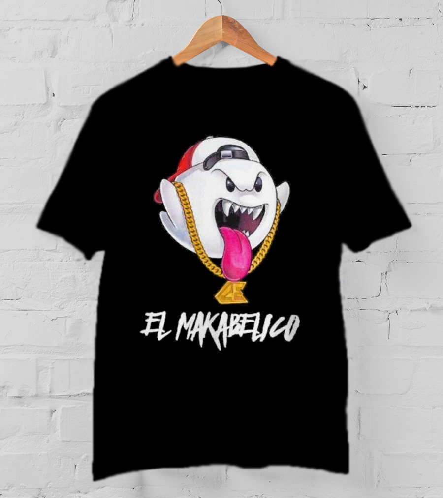 El Makabelico MB Ghost Cartoon-Inspired Design With Golden Chain T-Shirt