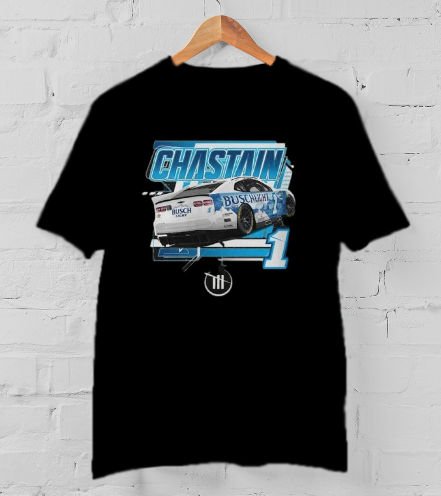 Chastain Trackhouse Racing Busch Light Car 1 Heather Charcoal T-Shirt