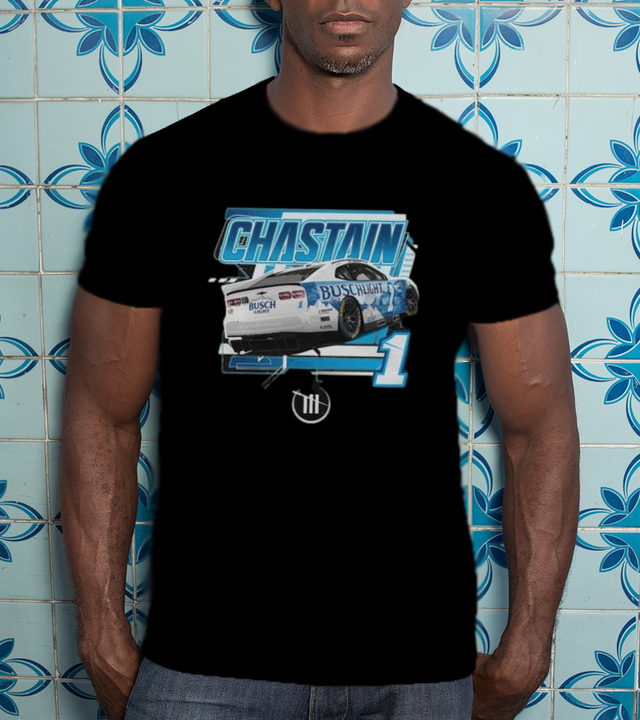 Chastain Trackhouse Racing Busch Light Car 1 Heather Charcoal T-Shirt