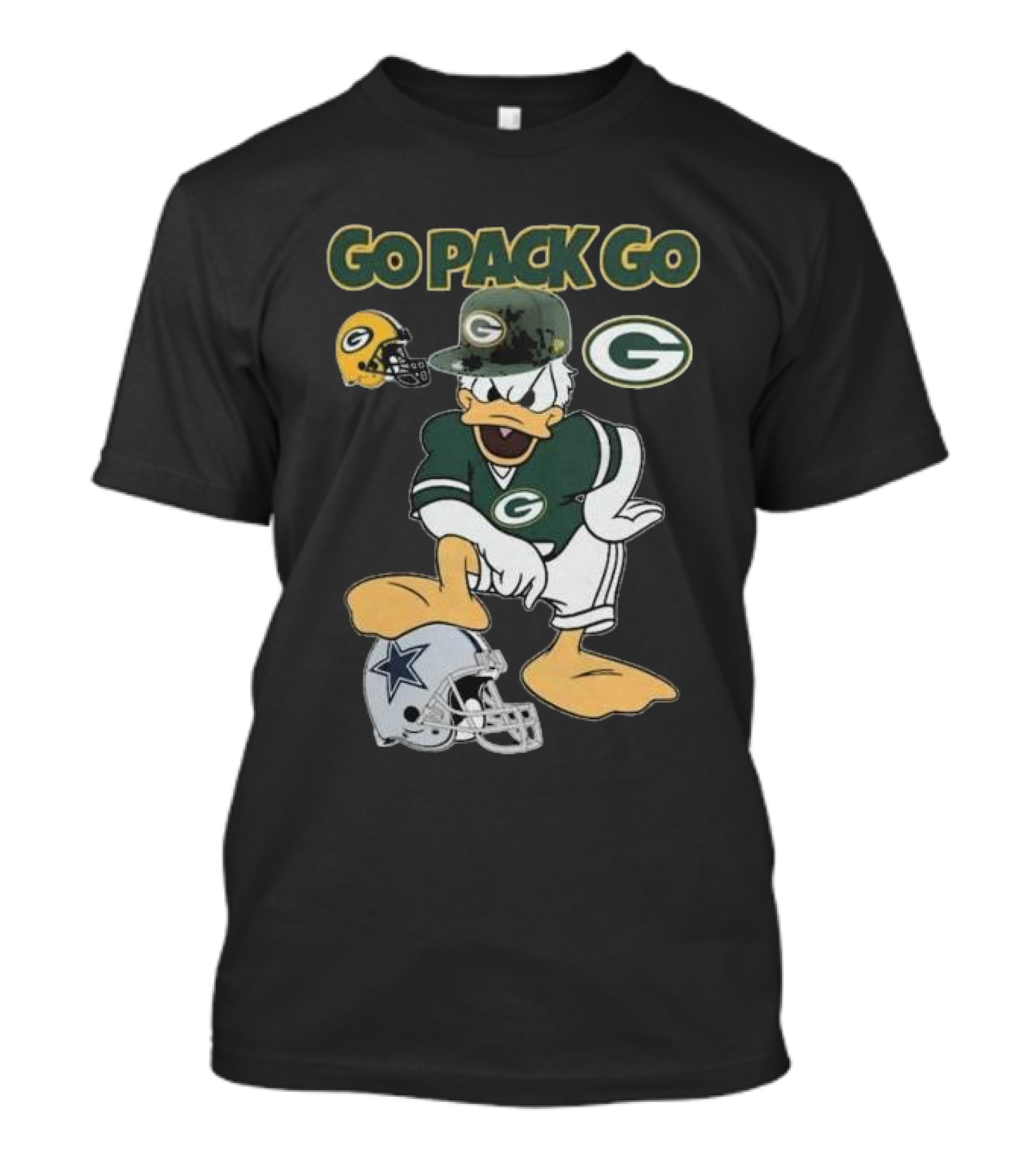 Go Pack Go Donald Duck Green Bay Packers Defeats Dallas Cowboys Helmet T-Shirt