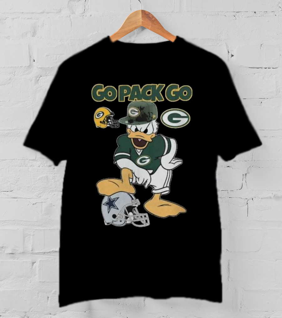 Go Pack Go Donald Duck Green Bay Packers Defeats Dallas Cowboys Helmet T-Shirt