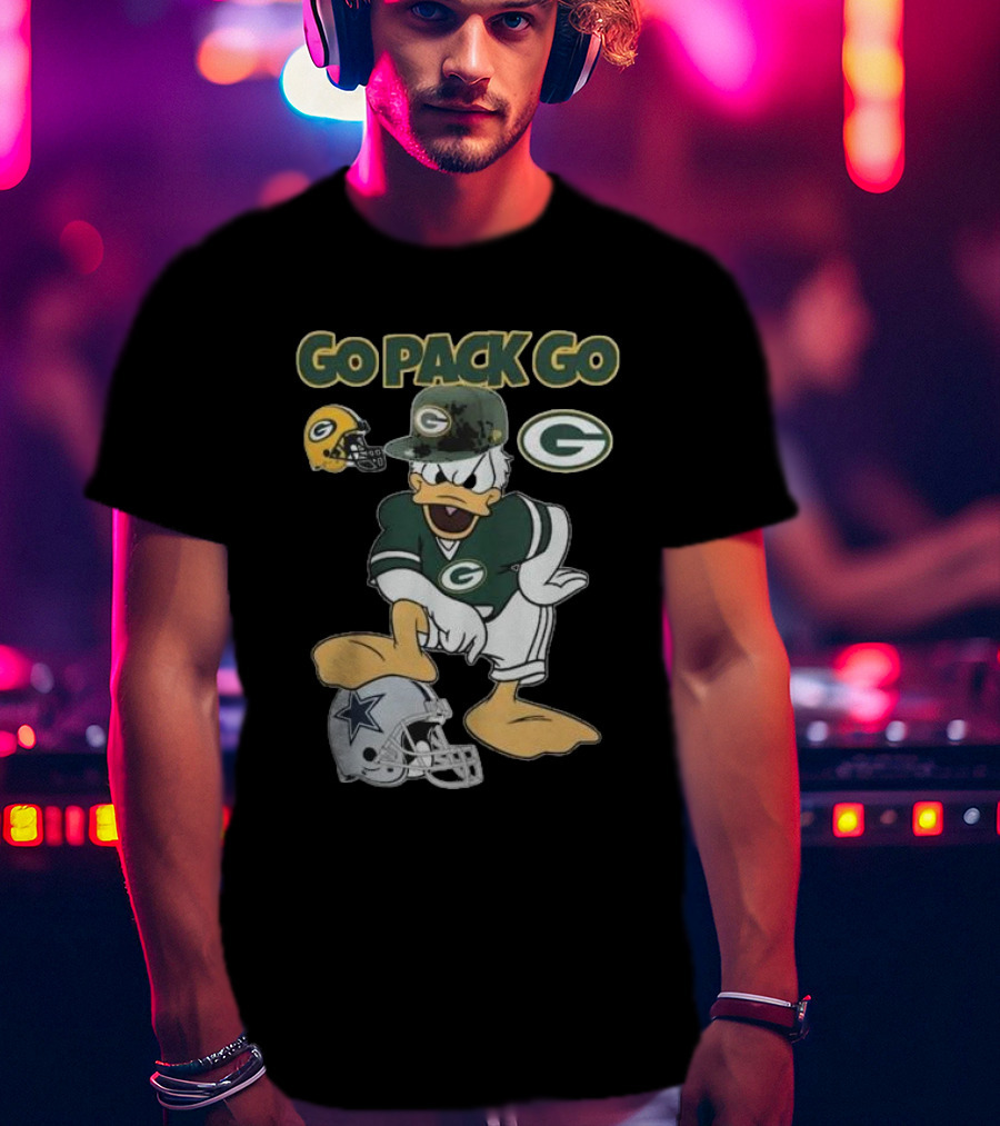 Go Pack Go Donald Duck Green Bay Packers Defeats Dallas Cowboys Helmet T-Shirt