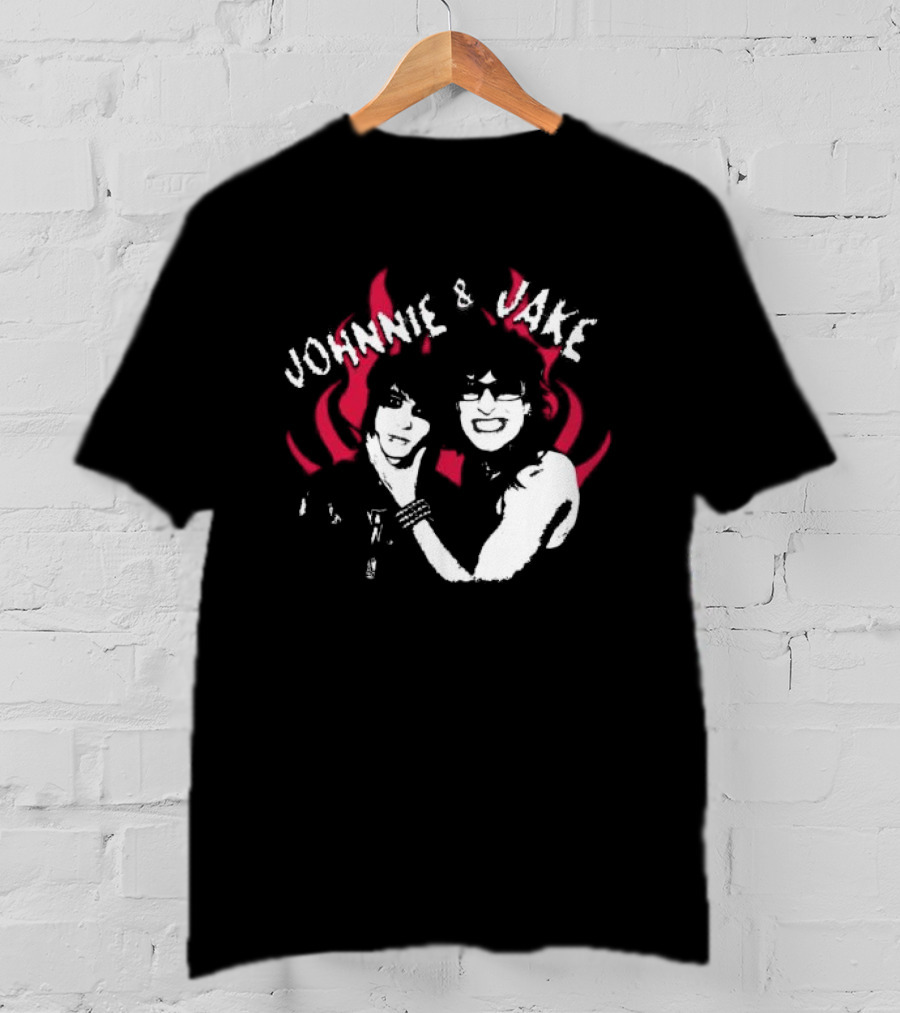 Johnnie And Jake Punk Rock Duo With Fiery Background T-Shirt