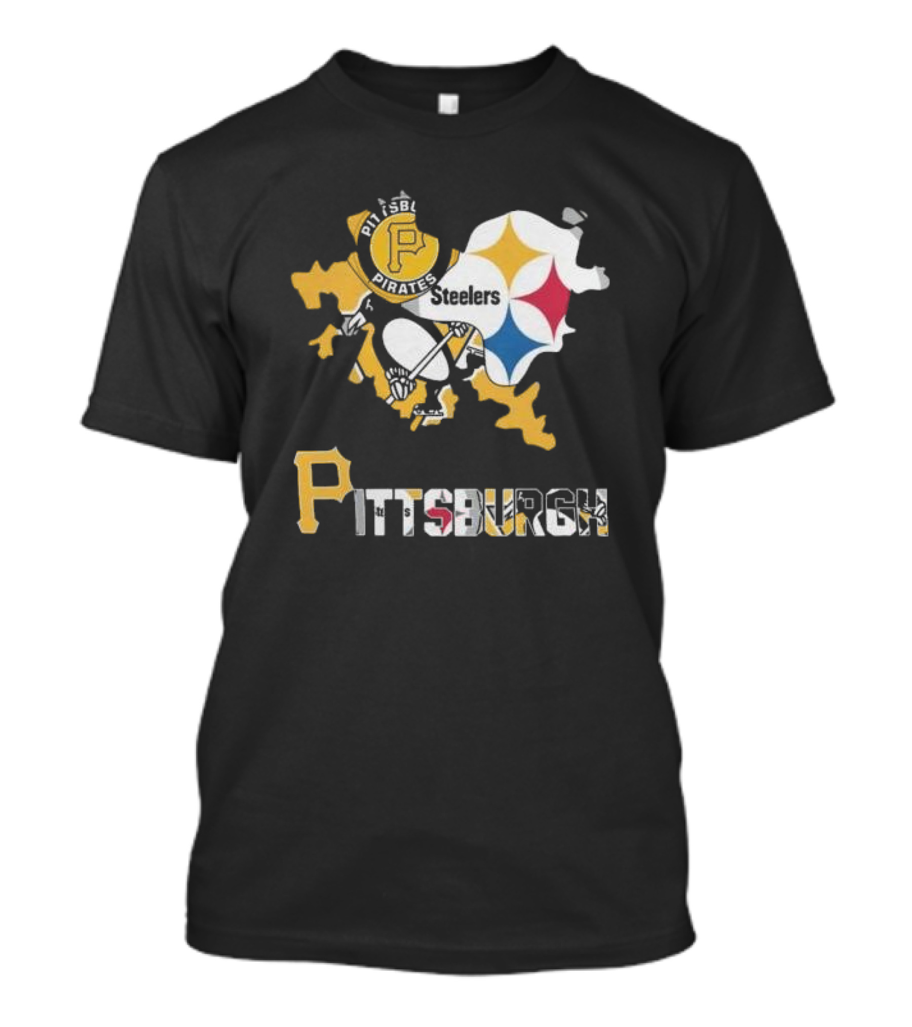 Pittsburgh Pirates Steelers Map T-Shirt