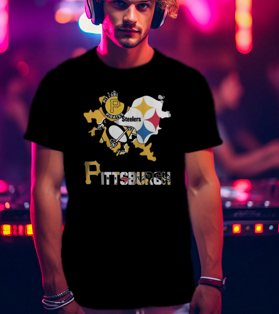 Pittsburgh Pirates Steelers Map T-Shirt