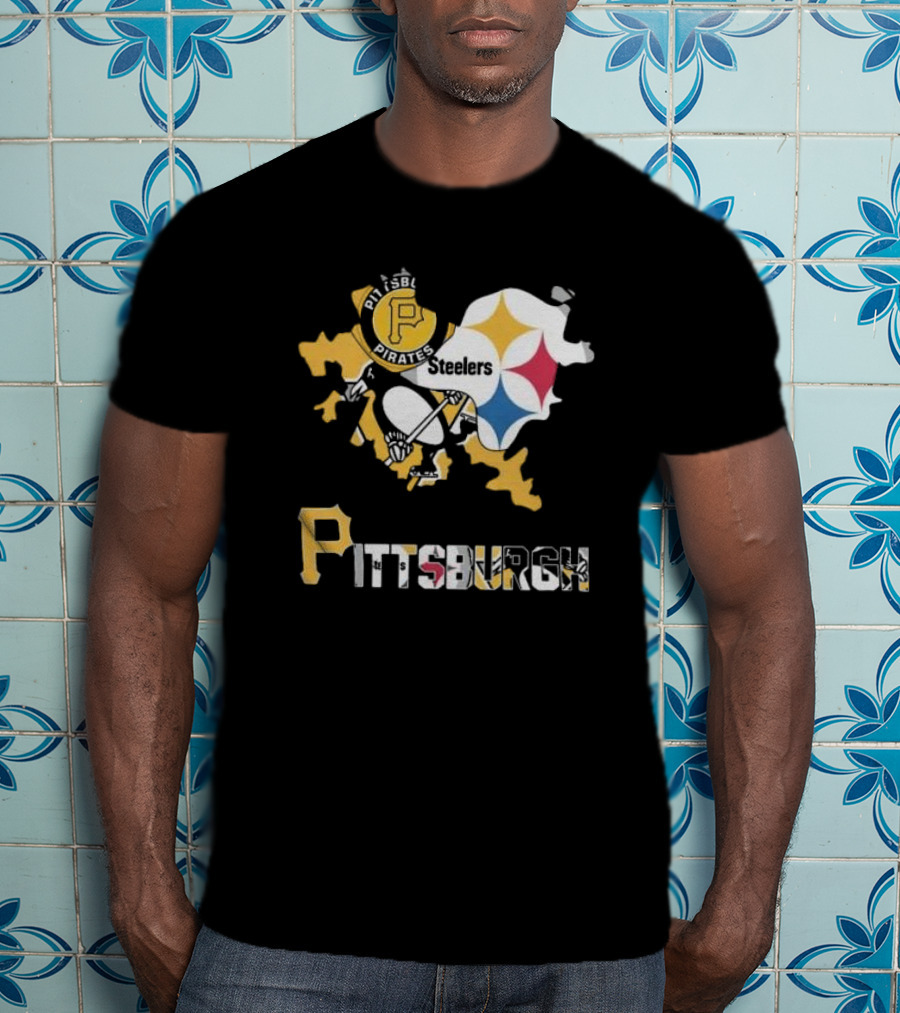 Pittsburgh Pirates Steelers Map T-Shirt