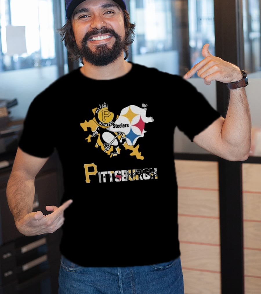 Pittsburgh Pirates Steelers Map T-Shirt
