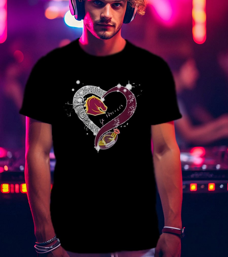 Brisbane Broncos Heart-Shaped Diamond Logo Go Broncos T-Shirt