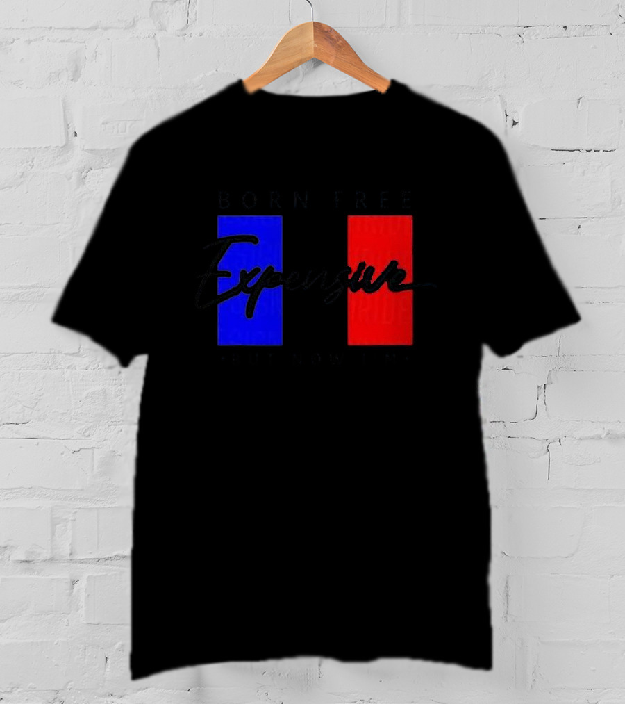 Born Free But Now I'm Expensive Red And Blue Blocks T-Shirt